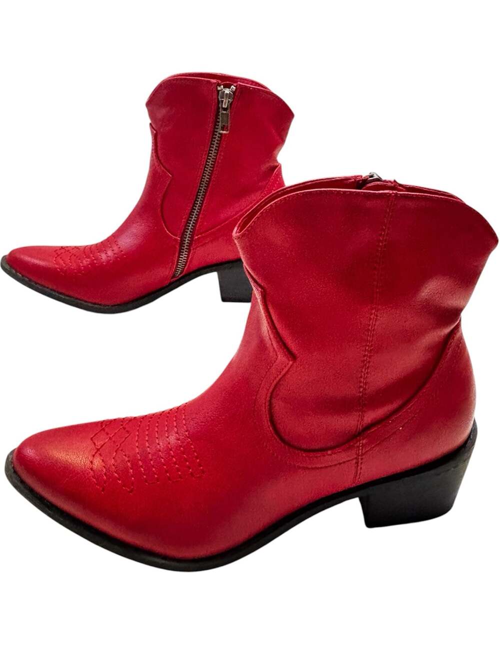 MIA Red Western Ankle Boots with Pointed Toe
